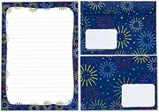 Writing Paper Set Letter Pad with Envelope for Girls Children Motif Floral Letter Paper Pad Lined (A5 Pad with 25 Sheets + 15 Envelopes)