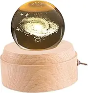 Crystal Ball Music Box Luminous Glass Crystal Ball Adornment with Rotating Base for Night Light and Home Decor Family and Friends