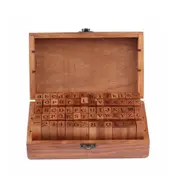 70pcs Number Alphabet Combination Letter Stamps DIY Letter Diary Rubber Stamp Set with Wooden Box Art Craft for Scrapbooking