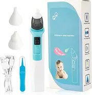 Electric Nasal Aspirator for Baby - Rechargeable Nose Suction with 2 Nozzle Sizes for Newborns & Toddlers, Adjustable Suction