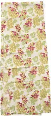 Extra Long Fabric Printed Cotton Table Runner (13" x 72") GRAPES, Mahogany