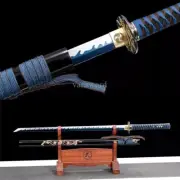 Chinese Tang Dyansty Dao 唐刀 Sword Carbon Steel Sharp Carve Scabbard Blue Blade.