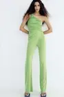 ZARA Bloggers Fave Flare Leg Stretchy Retro Pants S Green NWT