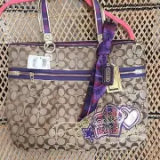 Authentic Coach Poppy Tartan Plaid Appliqué Large Glam Tote Bag, Purse, NWT Y2K