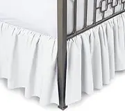 White Ruffled Bed Skirt Split Corners King Size 16 Inch Drop Three Sided Coverage with 820 Thread Count Egyptian Cotton Ruffled Bed Skirt