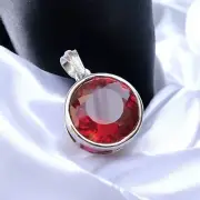 Natural Certified 26.20 Ct Red Ruby Loose Gemstone 925 Solid Silver Pendant