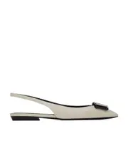 Saint Laurent Logo Plaque Slingback Flats 35,36,35.5 white