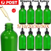 30/50ML Green Glass Liquid Dropper Reagent Eye Pipette Essential Oils Bottle AUS