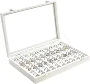 Adugay Ring Display Case,Jewelry Ring Organizer Box For Rings,Ring And Earring Holder Box For Girl,Velvet Ring Display Tray (Beige, 100 slots)