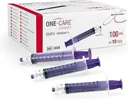 MediVena ONE-CARE Syringes 100ml with Mounted Cap, Sterile, Low Dead Space, 30/bx Blister-Packed Syringes