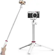 ULANZI MT-44 Extendable Phone Tripod, 44" Selfie Stick Phone Vlog Tripod Stand with 2 in 1 Phone Clip, 360° Ball Head Camera Tripod for iPhone Sony Canon GoPro, Lightweight for Travel White