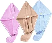 FOMIYES 3pcs Fashionable Quick Dry Cap Women Hair Towel Cap Hair Drying Turban for Home Travel