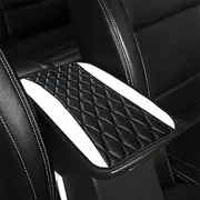 Car Center Console Cushion Pad,Universal Waterproof Center Console Pad and Armrest Cover for Cars,Premium Leather Car Interior Accessories Compatible with Most Vehicles, SUVs, and Trucks (White)