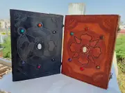 Pack of TWO Handmade Leather Seven Stone Journal Diary Notebook Sketchbook Gift