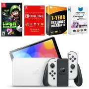 Nintendo Switch White OLED + Luigi's Mansion 2 HD + NSO 1 Year Family Membership