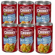 Campbell's Chunky Soup Split Pea & Ham Smoke Flavor (6 Cans) Ready to Eat