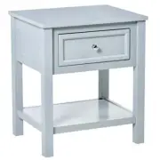 Homcom Nightstand 15" x 21.75" 1-Drawer Bottom Shelf Wood Indoor Rectangle Gray