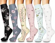 [ZANZER] (6 Pairs) Compression Socks for Women & Men Circulation-Graduated Supports Socks for Running, Athletic Sports