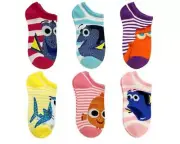 Finding Dory and Nemo Big Girls 6pk No Show Socks M/L (Shoe size 3-10) - NWT