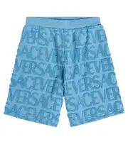 [Versace Kids] Versace Kids Logo cotton shorts Y 14 blue