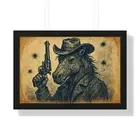 Framed Horizontal Poster Grizzled Gunslinger Cowboy Horse Western