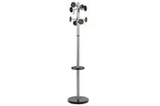 Alba Premium Coat Rack Umbrella Stand 8 Hook Weighted Silver/Black