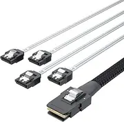 ipolex MiniSAS SFF-8087 Fan-Out Cable Breakout to 4xSATA, 6Gbps High-Speed Cable for RAID Controllers, Servers & Storage Enclosures, with Shrapnel, 0.75~0.8m(2.46~2.62ft)