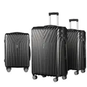 3-Piece Luggage Set (20" 24" 28") - Black, Hard Shell, TSA Lock