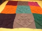 HAND KNITTED BED THROW/RUG..NEW..MULTI-COLOURED