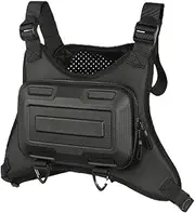 Running Vest Chest Bag, Utility Bag for Outdoor Sports, Hard Shell Running Vest for Men, Phone Holder, Chest Bags for Running Running Equipment, Black, Se référer au descriptif, Refer to description