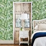 Fine Decor Tropical Leaf Wallpaper Palm Tree White Green A Street Prints Paste Th