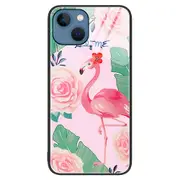 For iPhone 15 Tempered Glass Phone Case Pattern Design PC+TPU Shockproof Cover - Bird