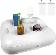 Pool Float Drink Holder, Inflatable Floating Drink Holder, Inflatable Drink Holder, Water Fun Toy, Pool Drink Float with Large Capacity, Inflatable PVC Pool and Drink