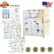 15-Pocket Hanging Diaper Caddy - Large Capacity Baby Organizer in Polished White