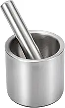 PRETYZOOM 1Set Stainless Steel Garlic Crusher Manual Ginger Garlic Mincer with Grinding Bowl Non Slip Base Pestle for Kitchen Use Silver Finish