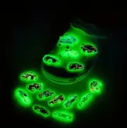 18pcs Vibrant Car-Shaped Luminous Shoe Charms, Glow In The Dark