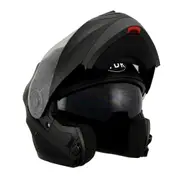 TDR Black Flip-Up Motorcycle Helmet Dual Visor Sun Shield ECE 22.06 Approved Full Face Modular Flip-Up Helmet for Street Bike Motocross ATV Adventure Riding