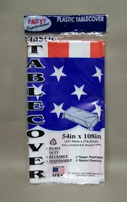 PARTY EXPRESSIONS 54" X 108" PLASTIC TABLE CLOTH STARS & STRIPES TABLE COVER