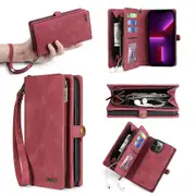 For iPhone 15 Pro Max Zipper Pocket Wallet Leather Cover ic Detachable Phone Case