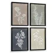 Framed Wall Art Set of 4 for Boho Home decor Botanical Print Wall Art for
