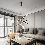 USOR LED 5 Bars Modern Chandelier Dimmable DIY Ceiling Light Fixture Adjustable Height Pendant Light for Kitchen Island Dinning Room Living Room Staircase Duplex Building Office Restaurant 80cm
