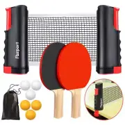 Ping Pong Paddle Set Portable Table Tennis Set with Retractable Net 2 Rackets...