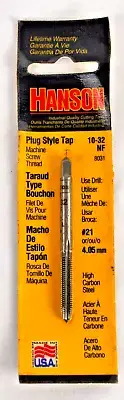 Hanson 8031 #10-32NF SAE Plug Style High Carbon Steel Tap Made in USA NOS