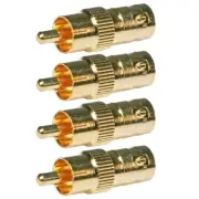 4 Pcs BNC Female to RCA Male Coax Coaxial Adapter Connector Converter CCTV Gold