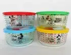 ❤️ NEW 8-pc PYREX Disney MICKEY MOUSE 4 Cup Glass STORAGE BOWL SET w/Covers
