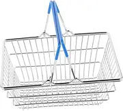 Shopping Basket Mini Basket Shopping Grocery Basket Hand Basket Laundry Basket Miniature Basket Basket Props Miniature Decorative Basket Metal Blue