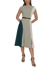 Donna Karan Color Block A Line Dress