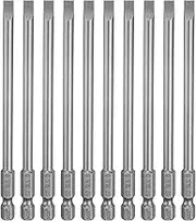 uxcell 10pcs SL5 Slotted Screwdriver Bits 5mm Slotted Tip 1/4" Hex Shank 100mm (4") Long Magnetic Flat Head S2 Steel Screw Driver Drill Bits Industrial Power Screwdriver Bit