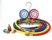 HVAC R12 R22 R502 R134a A/C DIAGNOSTIC MANIFOLD GAUGE KIT W/3x 60" CHARGING HOSE