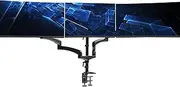 VIVO Triple Monitor Height Adjustable Desk Mount, 2 Pneumatic Arms, 1 Fixed, Counterbalance Stand, 17.6 lbs Weight Capacity per Screen, Max VESA 100x100, Fits up to 32 inch Screens, Black, STAND-V300G
